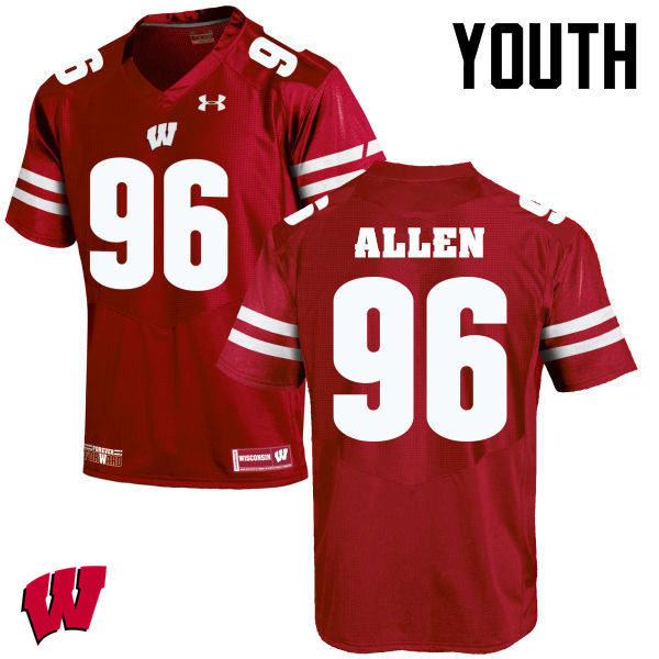 Wisconsin Badgers Youth #96 Beau Allen NCAA Under Armour Authentic Red College Stitched Football Jersey KF40R13UD